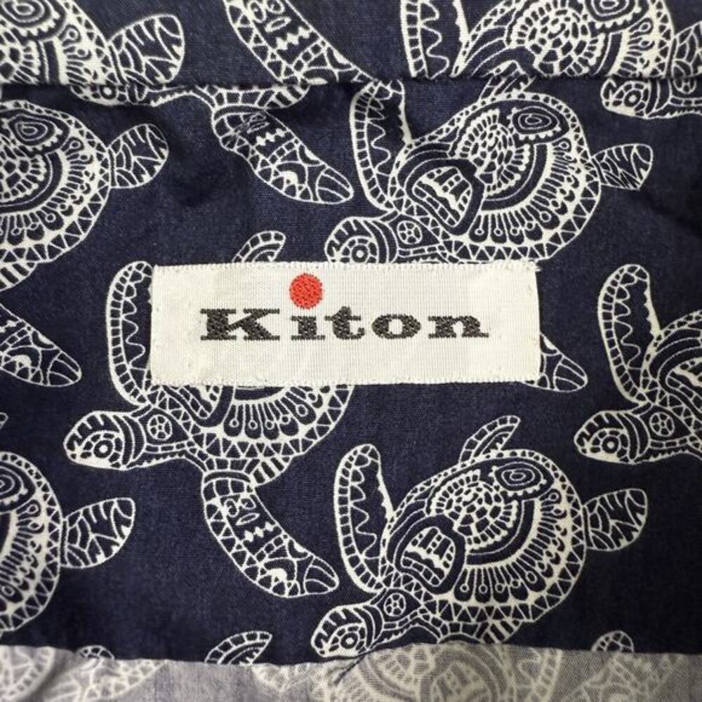 Kiton NWOT Men's Black White Turtle‎ Print 100% Cotton Button Down Shirt Sz 45 - Picture 6 of 8